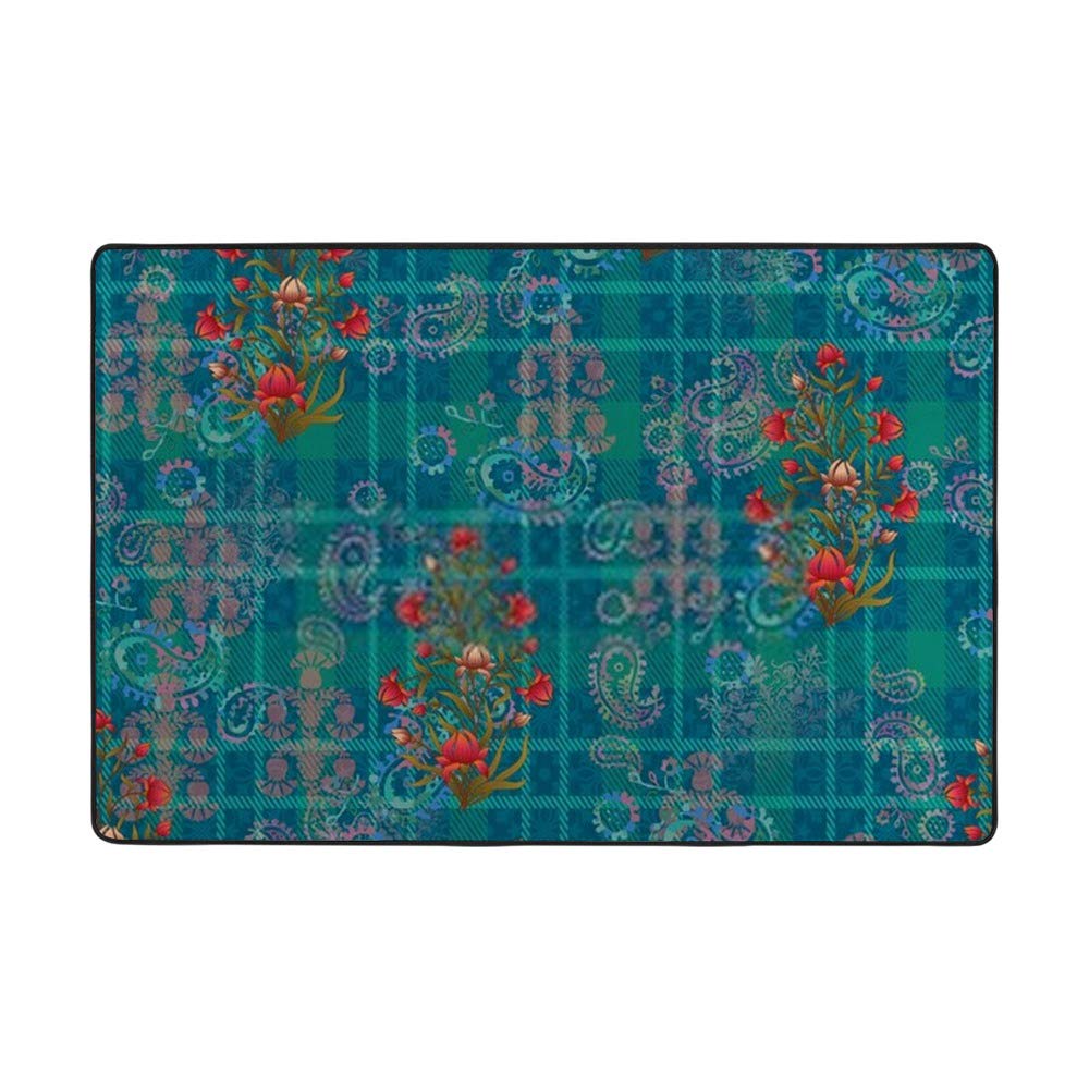 Tapis abstrait géométrique 183x122 cm en velours corail Ruchen pour salon