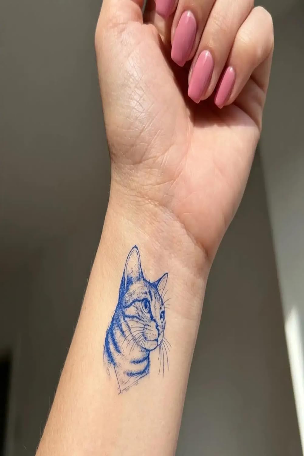Tekir Kedi Minimal Yarı Kalıcı Geçici Dövme 1 Ay Kalıcı Yapıştırma Dövme 5x5 cm