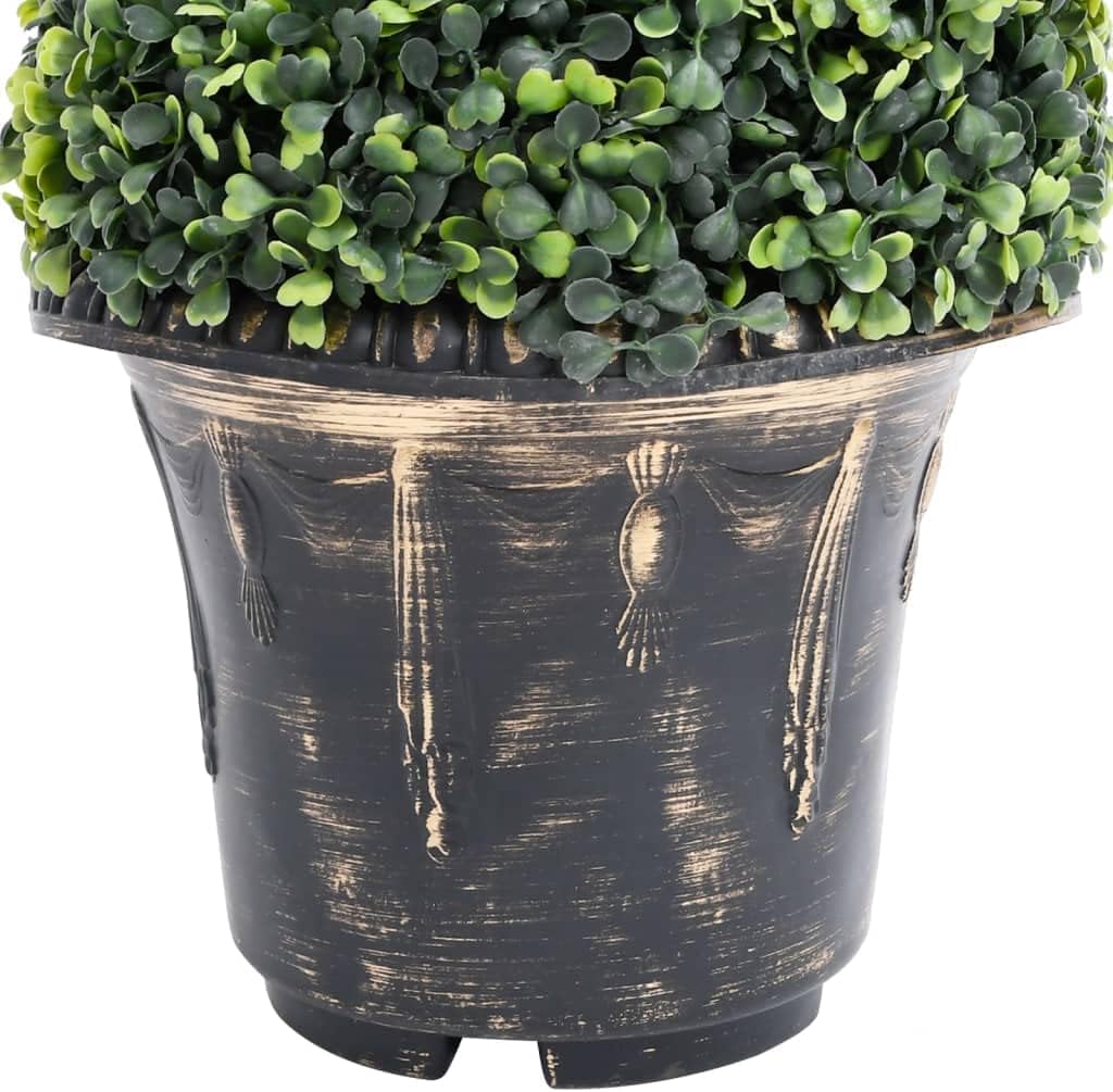 vidaXL Artificial Boxwood Spiral Plant with Pot Indoor Outdoor Topiary Tree Realistic Fake Plant Floral Decor Artificial Flower Green