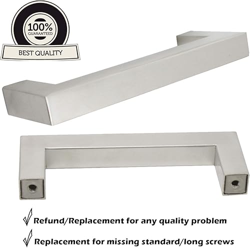 Miniatura 4 de Gobrico Paquete de 30 tiradores cuadrados de 3 12 pulgadas con acabado de níquel satinado para cajones de cocina, 3 12 pulgadas, orificios centrales