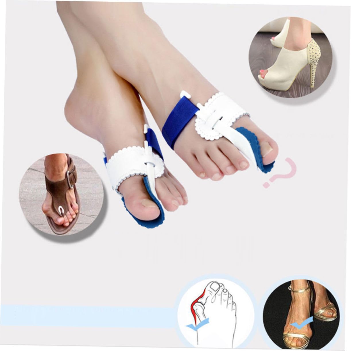 VALICLUD Hallux Splint for Big Bunion Relief Night Splint with Point Foot Care for Comfortable Sleep White Blue
