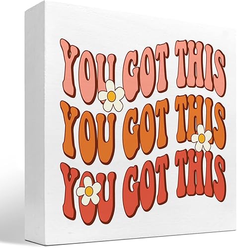 Letrero inspirador de madera con texto en inglés You Got This, decoración motivacional de bloques de madera para el hogar, dormitorio, oficina,