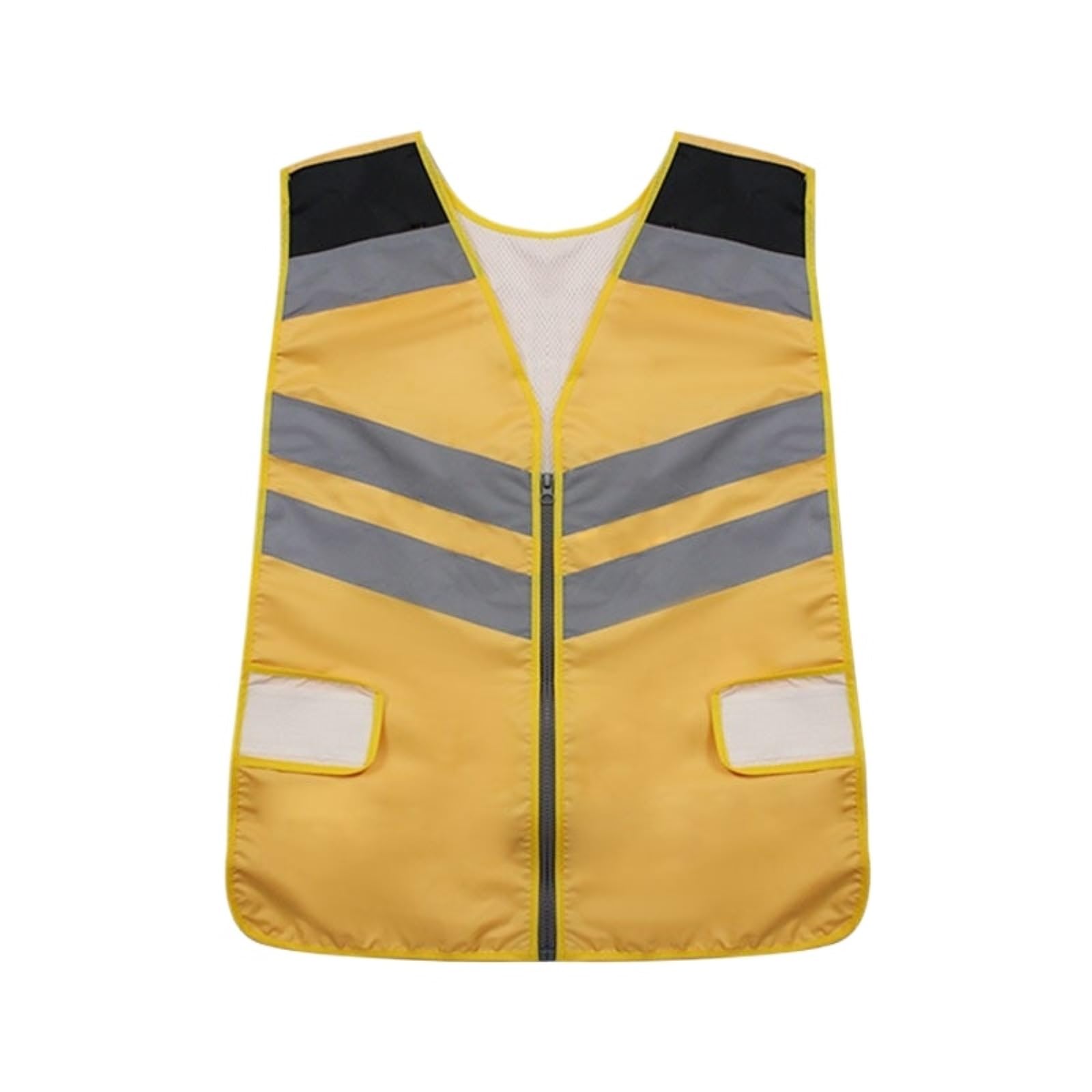 chaleco de alta visibilidad, Chaleco ciclista reflectante multibolsillos de tela Oxford Amarillo Talla única