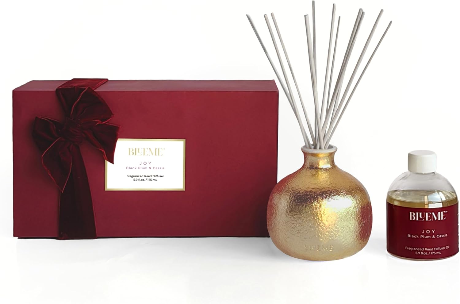 2025 Gold Holiday Diffuser | Refillable, Contains Essential Oil, Sustainable Wellness, Hand Finished, Premium, Luxury Ceramic, Rattan Reeds
