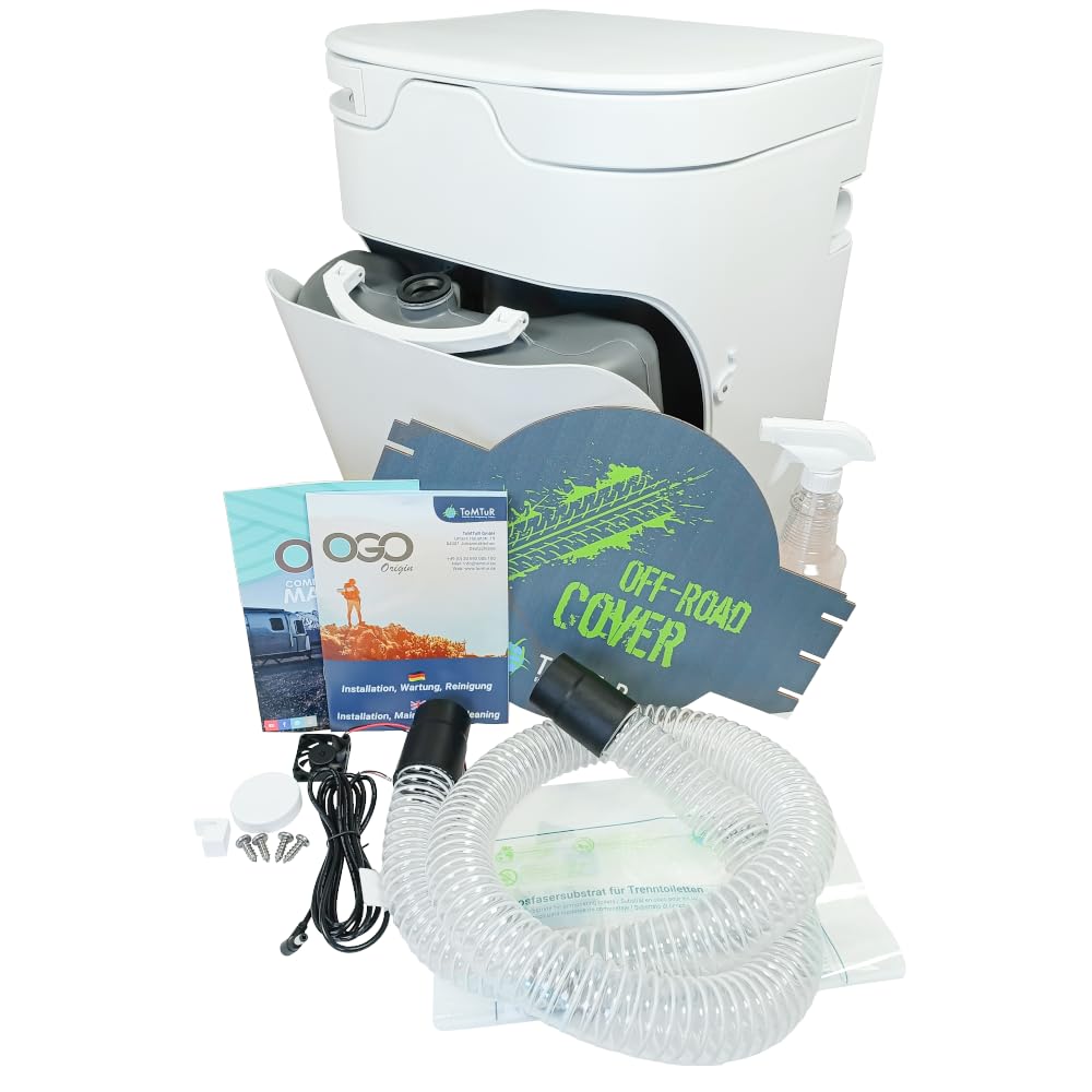 OGO Origin (versión 4) - Inodoro de separación con agitador eléctrico, inodoro de compostaje premium, con 2 semanas de autonomía