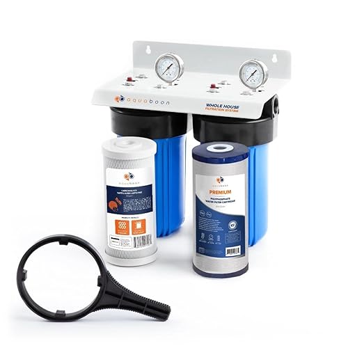 Vista 18 de Aquaboon Sistema de filtro de agua de 3 etapas para toda la casa con purificación de agua de 5 micrones 10x4.5 para la casa, 2 filtros reductores