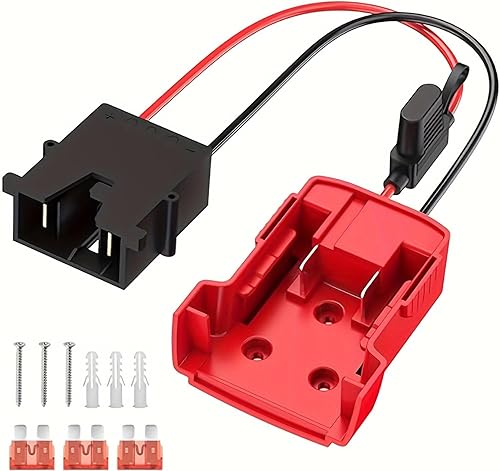 Miniatura 10 de Juego de adaptadores de rueda eléctrica para batería Milwaukee de 18 V con cable de 14 AWG para robótica, luces de trabajo, camiones RC y juguetes RC