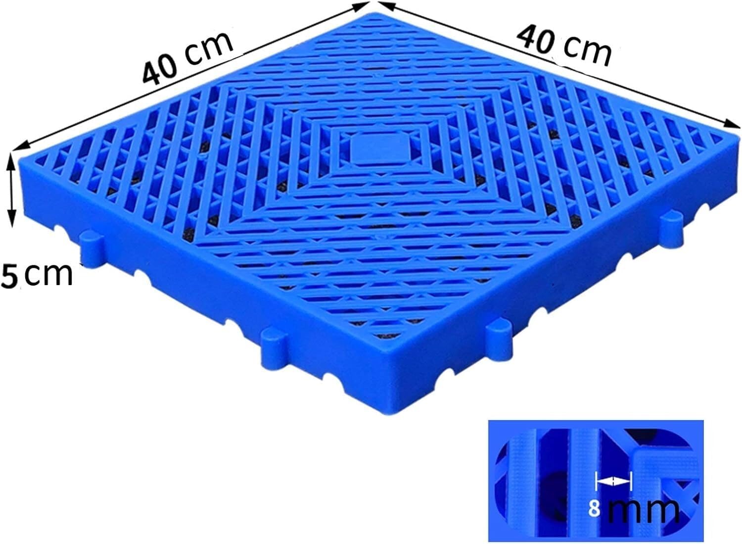 LNNW Lightweight Plastic pallets, Storage Compartment mats, Non-Slip and Sturdy, Moisture-Proof dividers Floor Pallets for Garage Supermarket Basement(Blue-1pack,40x40x5cm)