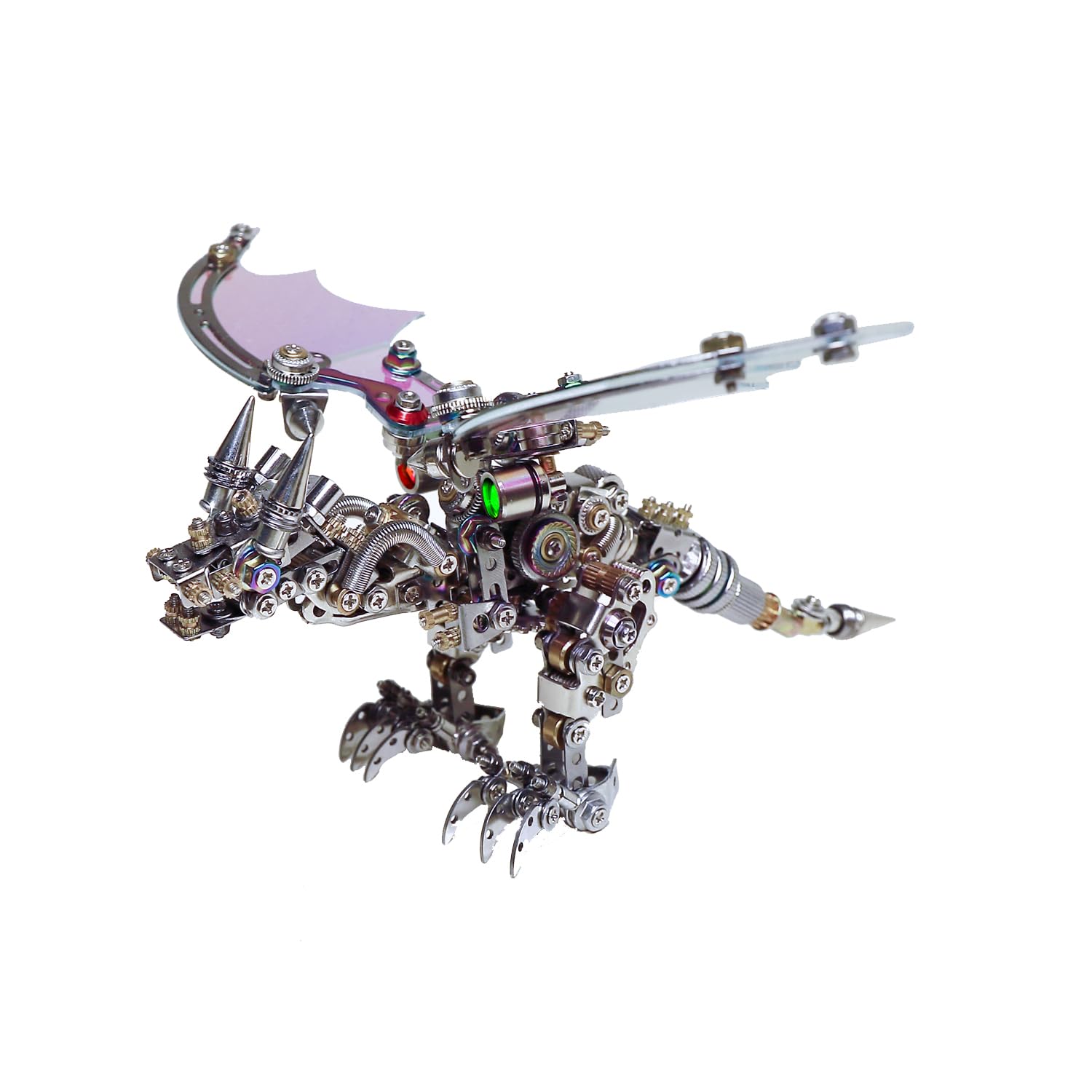 Arcynix Mostarle Reno Blue Dragon 3D Metal Puzzle Kit, 613 Pieces, Magnetic Assembly, LED Light-Up Color Changing Wings, Adjustable Display, DIY Mechanical Model for Advanced Builders Collectors