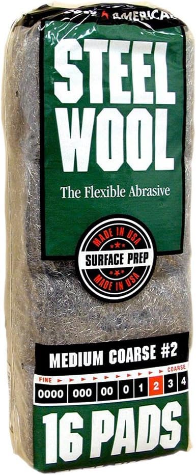 Homax - 33873161059 Steel Wool, Medium Coarse Grade #2, 16 Pads (Pack of 6)