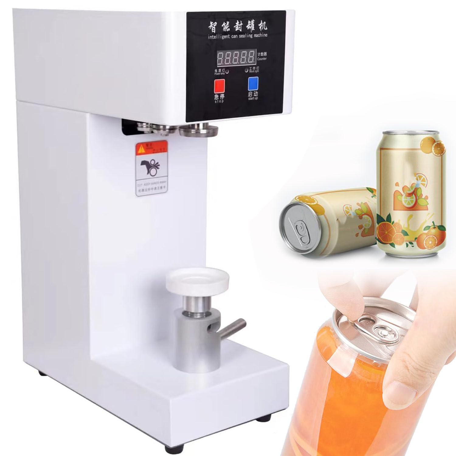AYCDL Automatic Can Sealing Machine, 180W Electric Cup Sealer, Tin Can Seamer with Smart Counter for Home Brewing,White
