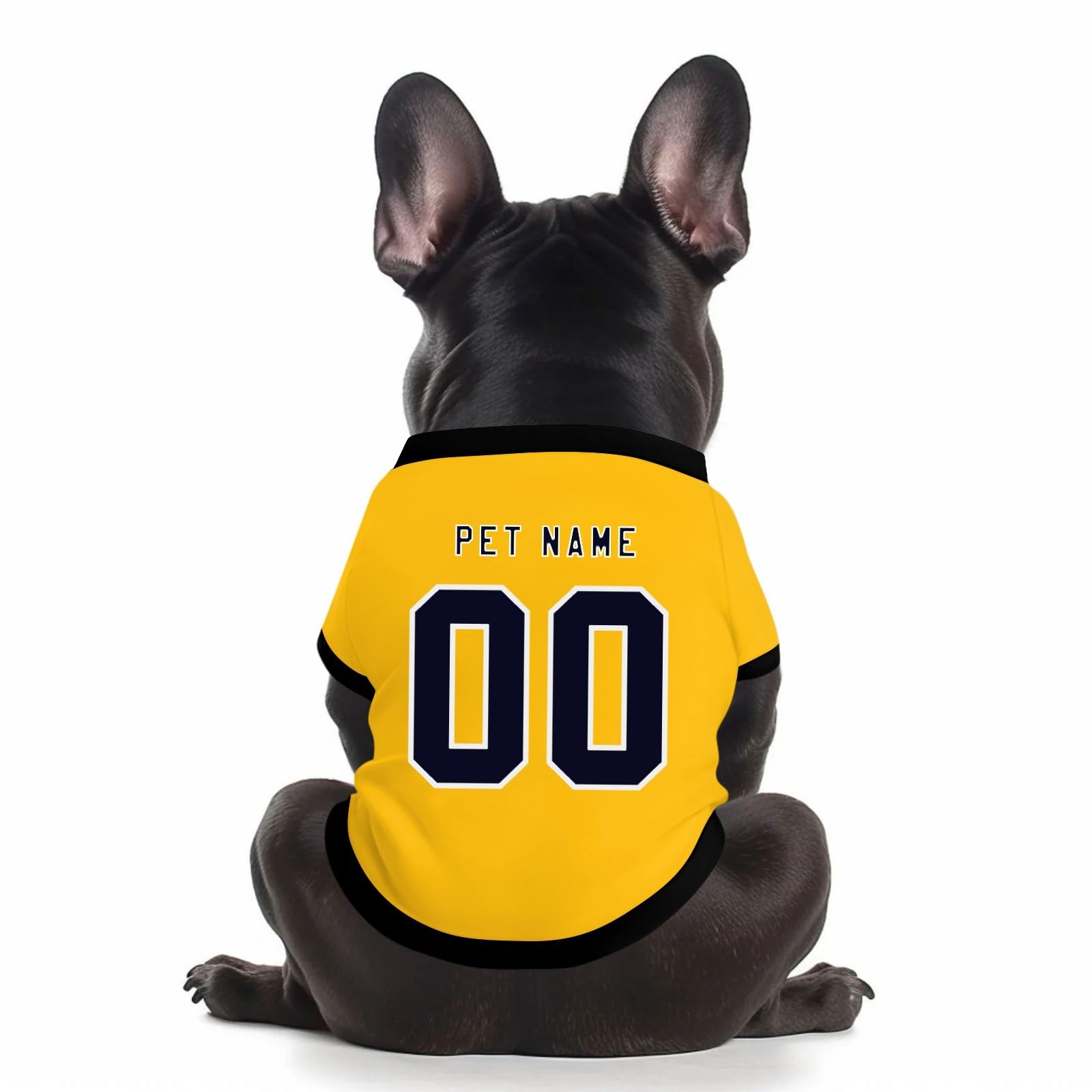 Customized Dog T-Shirt With Number Name Logo Printed, Personalized Quick Dry Football Jersey Breathable Gym Shirt for Large Medium Small Dogs and Cats, Yellow, L