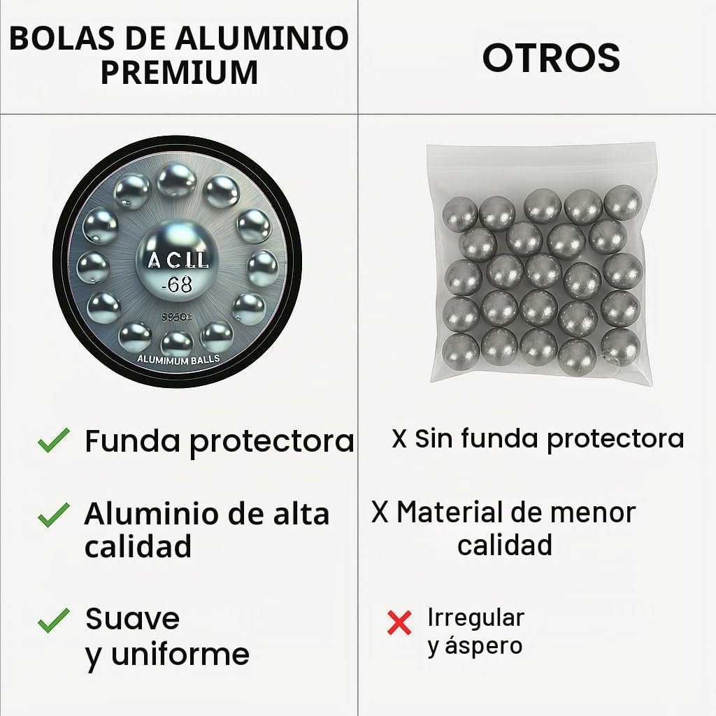 Bolas de aluminio 68 Cal. Reutilizables Paintballs Powerballs para Práctica de Tiro y Defensa (40 piezas)