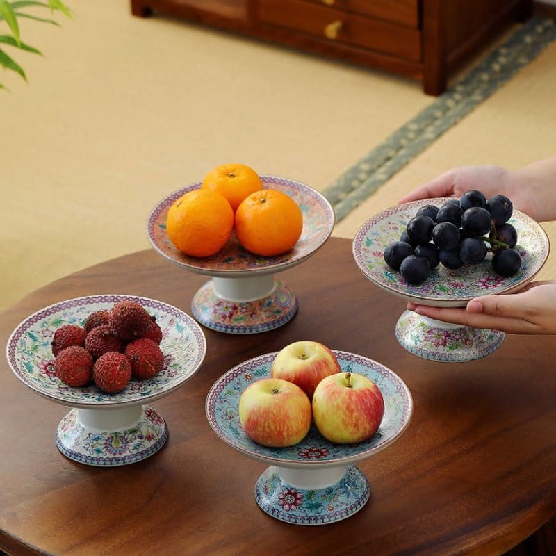 High End Chinese Ceramic Legged Plate Home Fruit Tea Snack