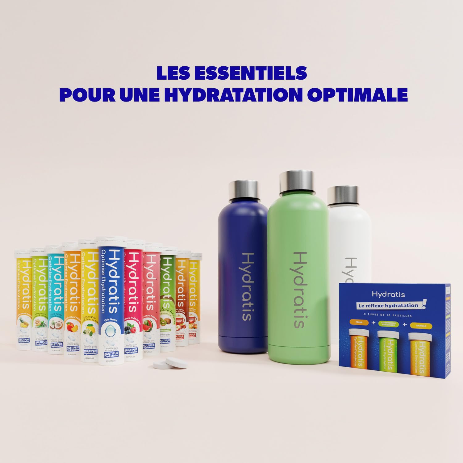 HYDRATIS - Pastilles Effervescentes Pêche - Optimise l'Hydratation - Riche en Minéraux - Faible en Sucre - Goûts Légers - Sport, Crampes, Récupération - 160 Pastilles | Améliore l'Hydratation, Favorise l'Énergie, Formule Isotonique, Sport Récupération Bie
