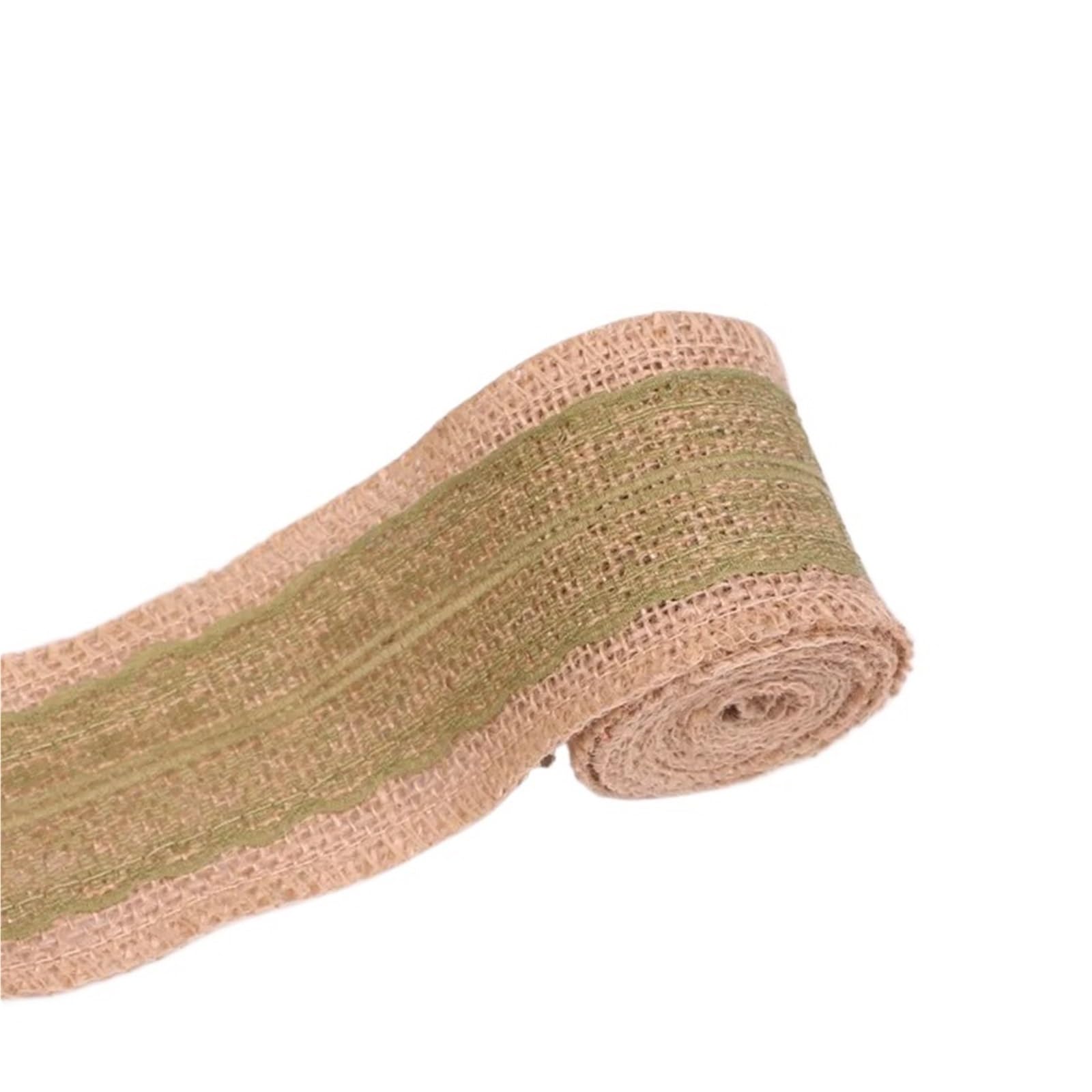 Burlap Fabric Roll 2Meters/Roll (6cm Width) Natural Jute Burlap Ribbon Rustic Vintage Wedding Decoration Lace Hessian Roll Party Supplies(Green3)