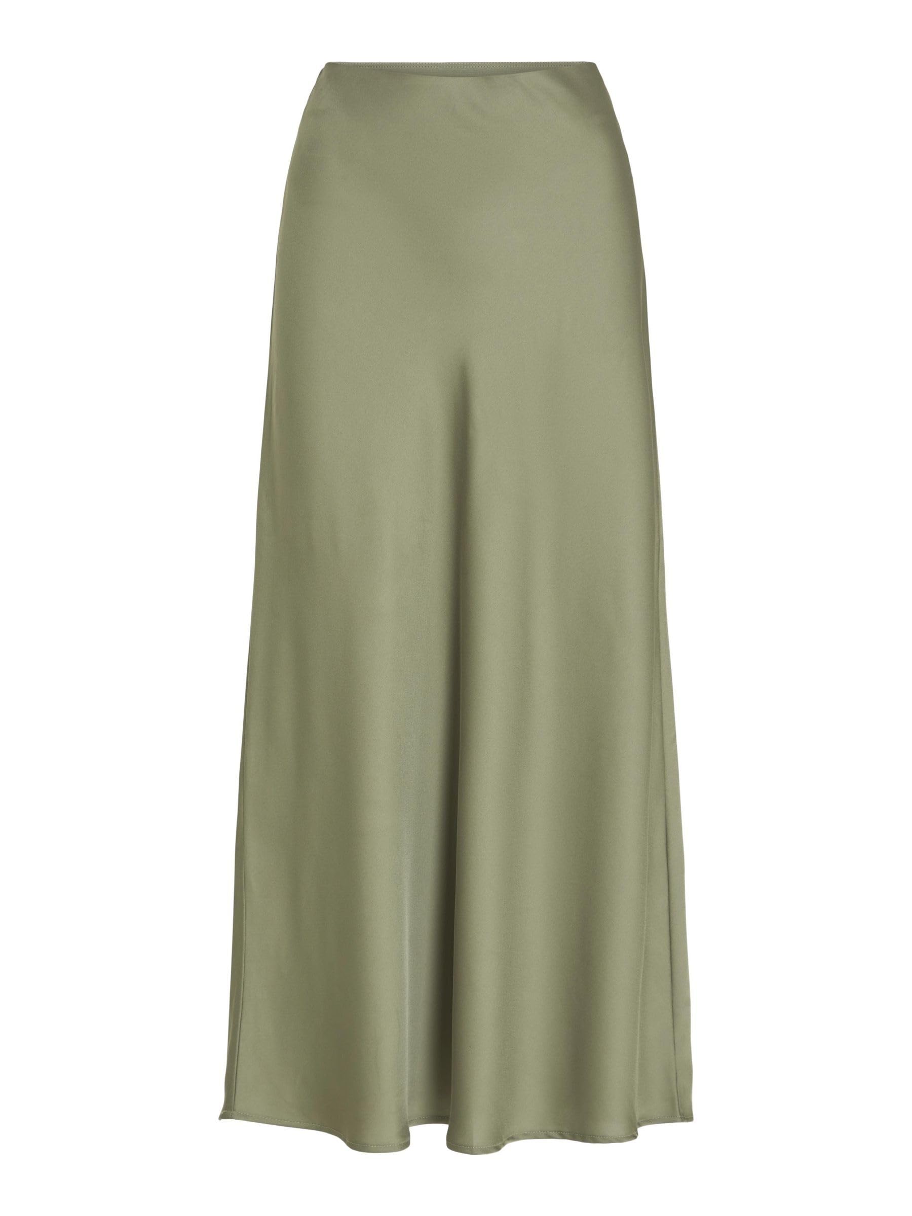 Vila Women's Variety Hw Long Skirt-Noos Satin Skirt, Oil Green, 18