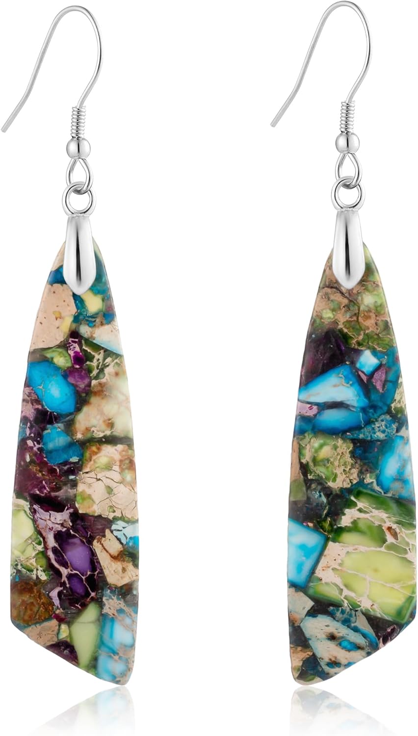 SELOVO Jasper Stone Earrings for Women Trendy Dangle Earrings Fishhook Drop Earrings