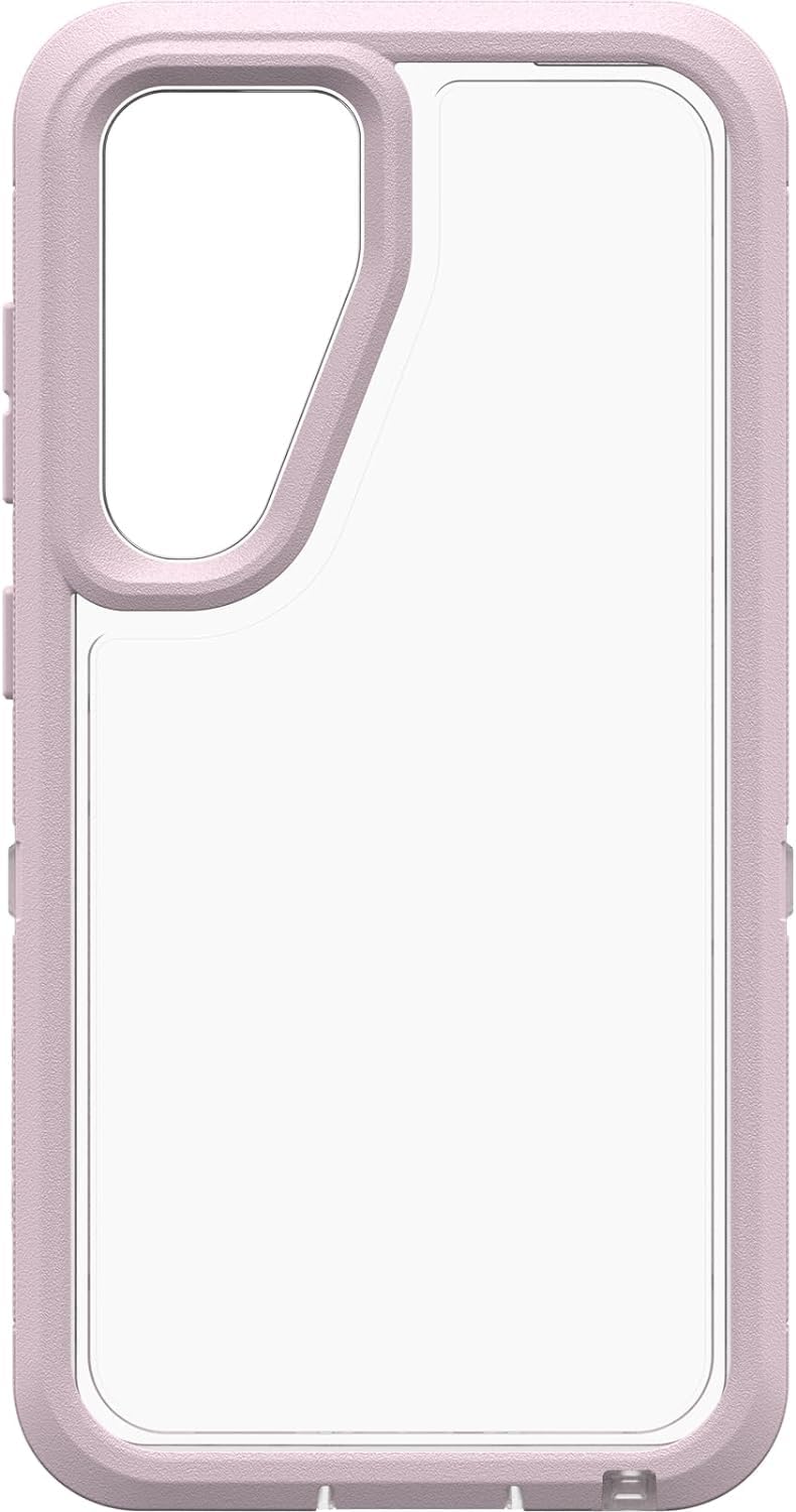 OtterBox Defender Series XT - Custodia trasparente per Samsung Galaxy S24 (trasparente/rosa), senza schermo, robusta, con cordino di fissaggio
