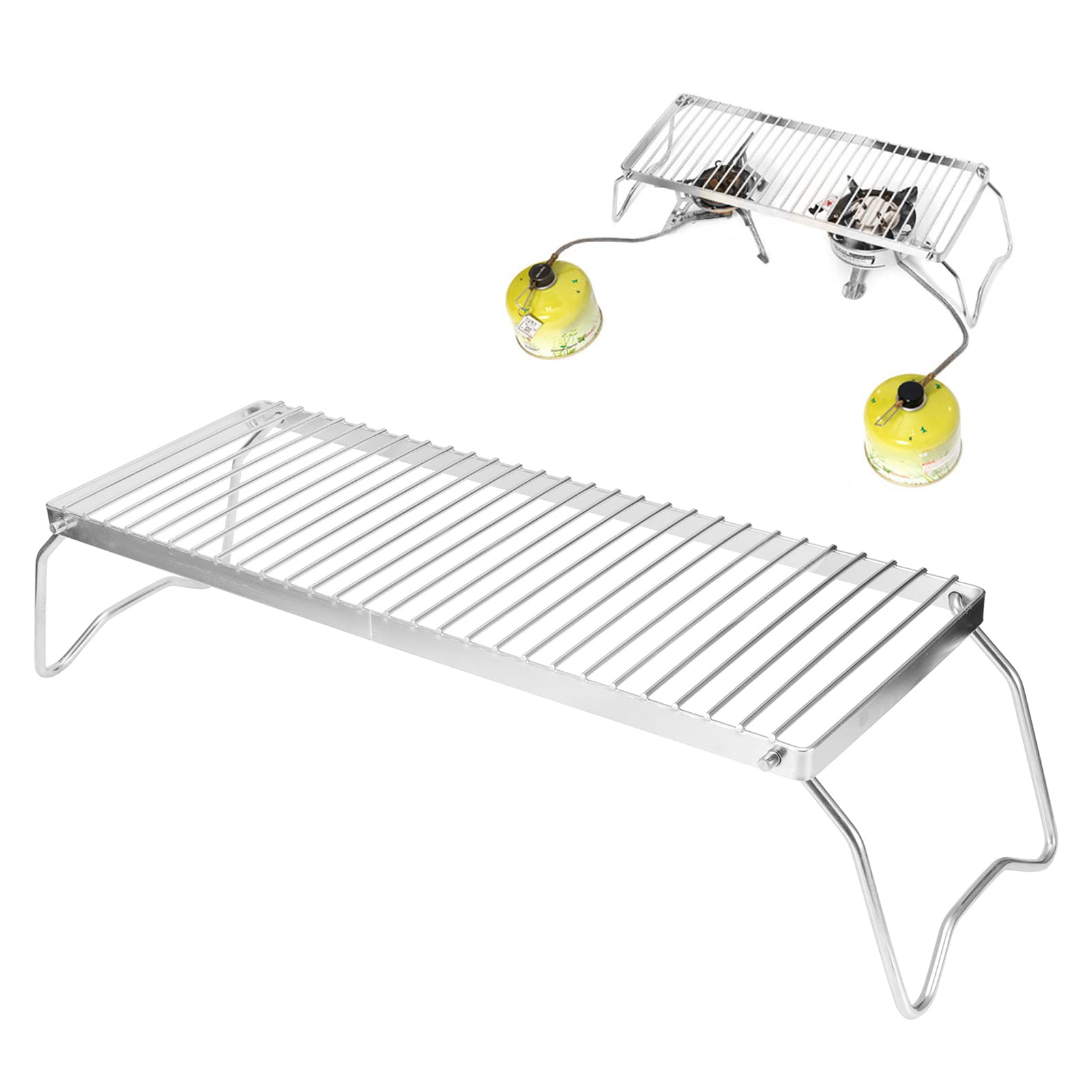 Parrilla plegable portátil para fogatas, parrilla de acero inoxidable para barbacoa, cocinar, resistente acampar con bolsa de transporte mochileros al aire libre, camping, picnic