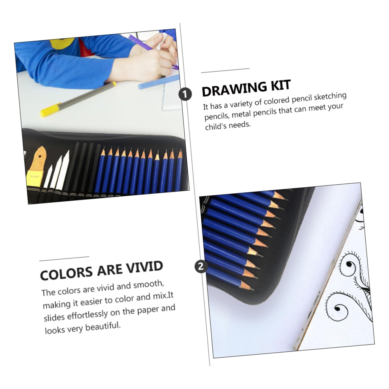 Kit de Dibujo Profesional Lápices de Madera Negros, Material de Plástico y Lienzo, Resistente y Duradero, Adecuado para Bocetos y Colorear Artísticos