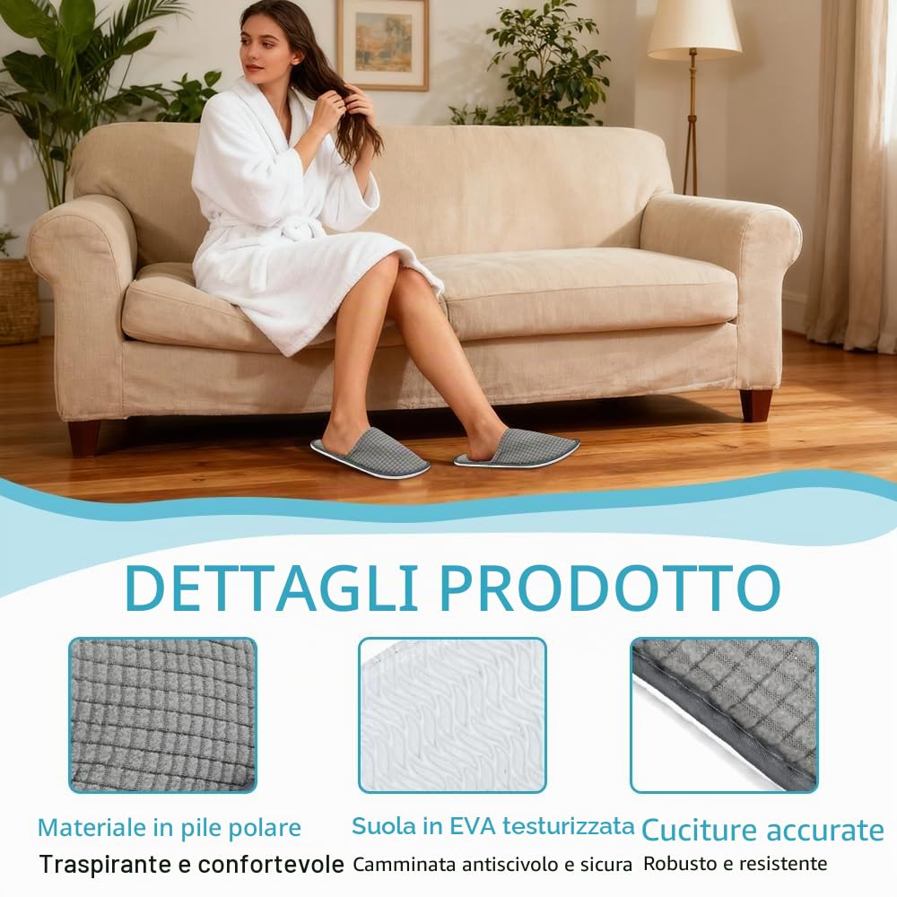 10 Paia Ciabatte per Ospiti Pantofole Ospiti Antiscivolo Ciabatte da Viaggio Pantofole da Spa con Punta Chiusa Pantofole Hotel in Pile Polare Taglia Unica Unisex per Hotel Spa Casa Bagno