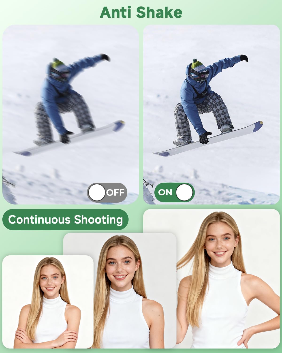 Digital Camera, 44MP FHD 1080P Digital Point and Shoot Camera with Anti Shake, Smile Capture 16X Zoom, Compact Small Camera for Teens Girls Kids Adults(Green)