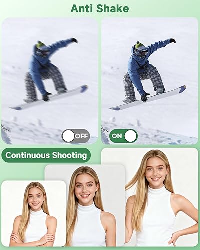 Miniatura 3 de Cámara digital, 44MP FHD 1080P Cámara digital de apuntar y disparar con anti vibración, captura de sonrisas 16X Zoom, cámara pequeña compacta para