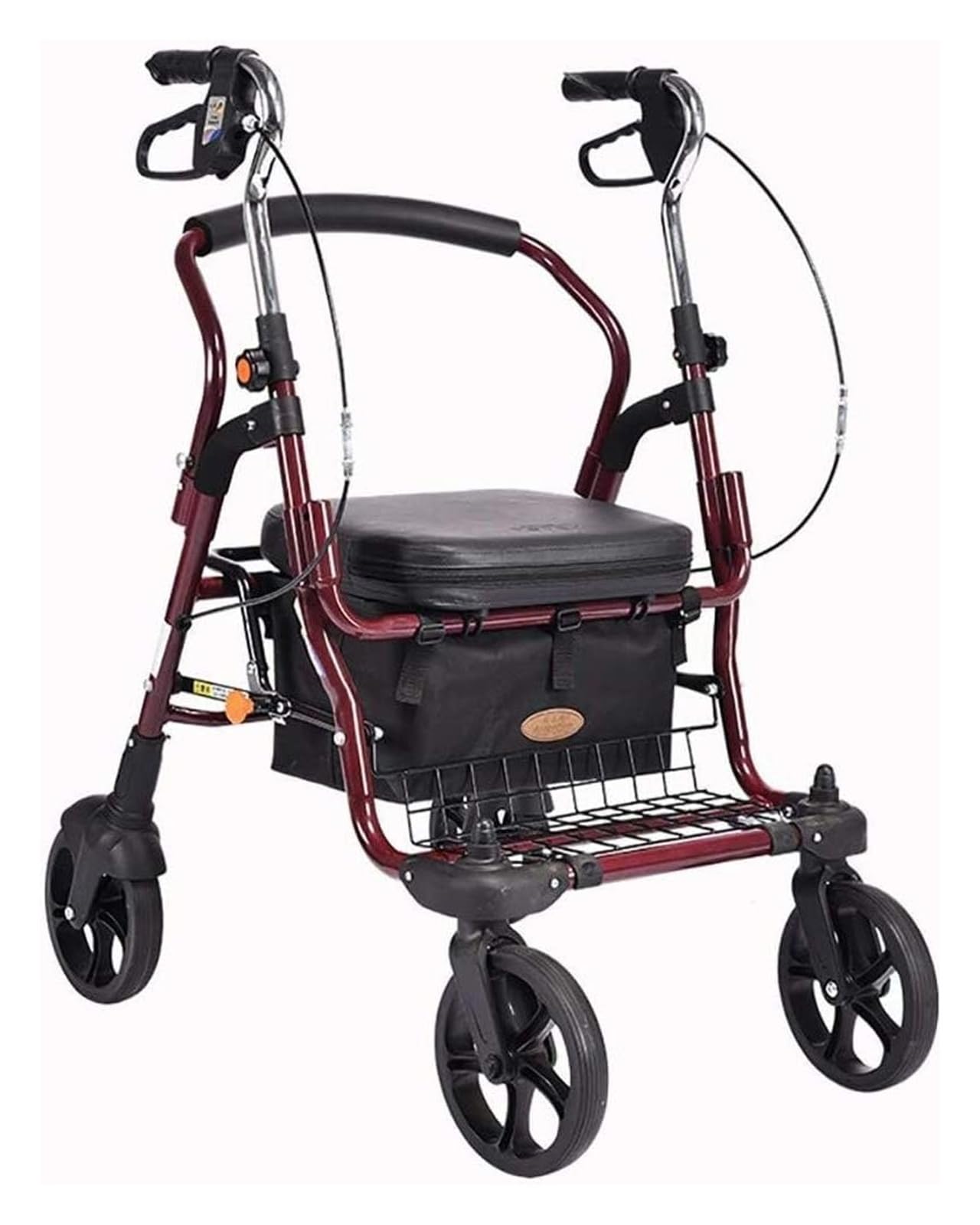 Andador Vertical, Andador Rollator con Asiento, con 4 Ruedas y Asiento Grande para Personas Mayores, Ruedas de 8 Pulgadas, Canasta y Frenos