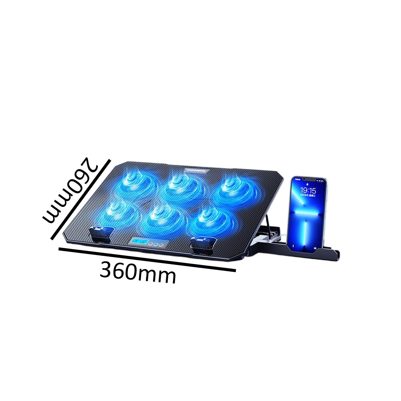Tappetino Raffreddamento per Laptop, Pressione ergonomica del Collo Regolabile per Supporto in Altezza per Laptop con 2 Porte USB, Supporto per Telefono, Supporto Raffreddamento USB