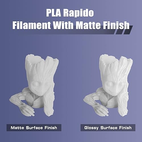 Miniatura 2 de R QIDI TECHNOLOGY Filamento de ácido poliláctico mate de 0.069 pulgadas, filamento de impresora 3D PLA Rapido mate, carrete de 2.2 libras, adecuado