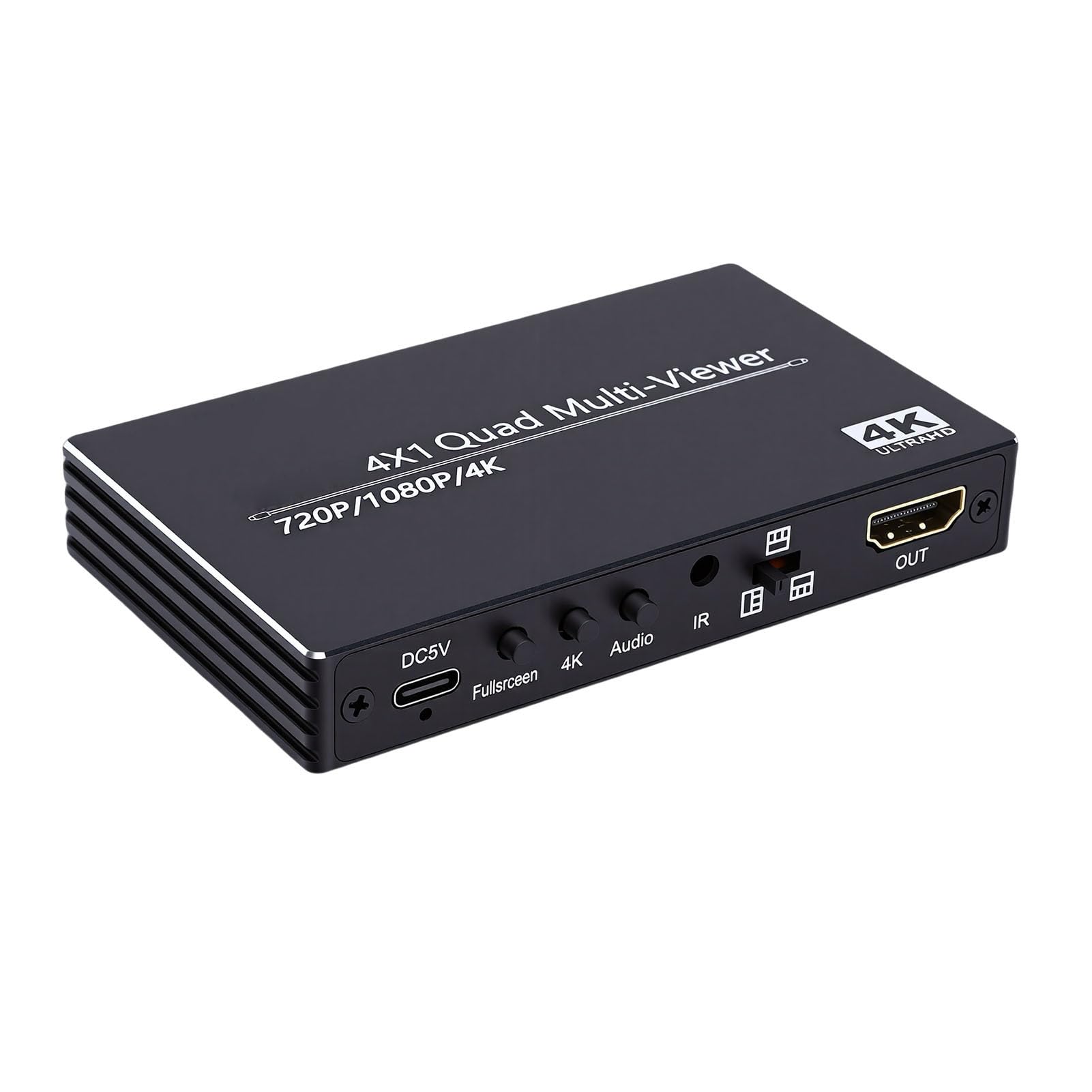 Jectse Conmutador Multivisor HDMI, Selector HDMI 4x1 4K a 30Hz con Control | Conmutador Multivista de Cuatro Pantallas 4 en 1 con Salida 1080P/720P.