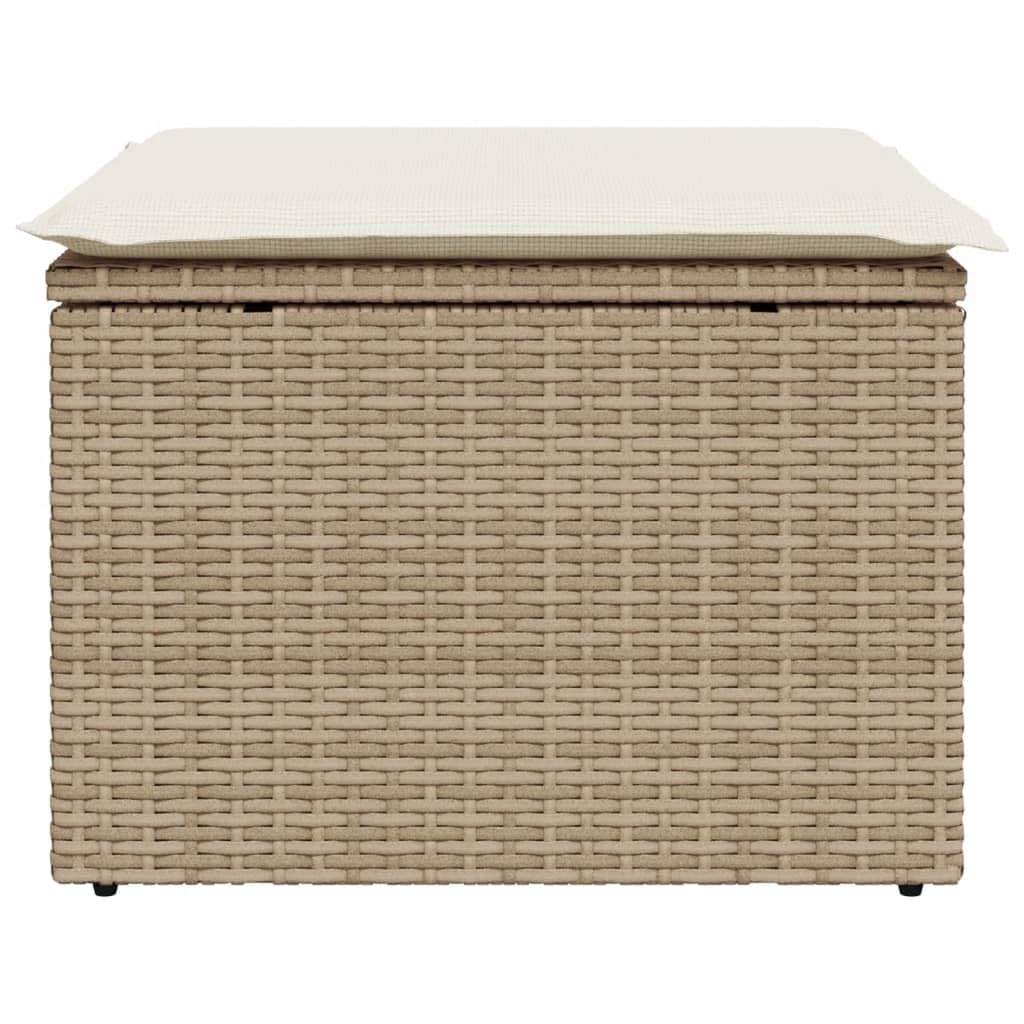 Taboret ogrodowy z poduszką beżowy 55 x 55 x 37 cm polirattanowy