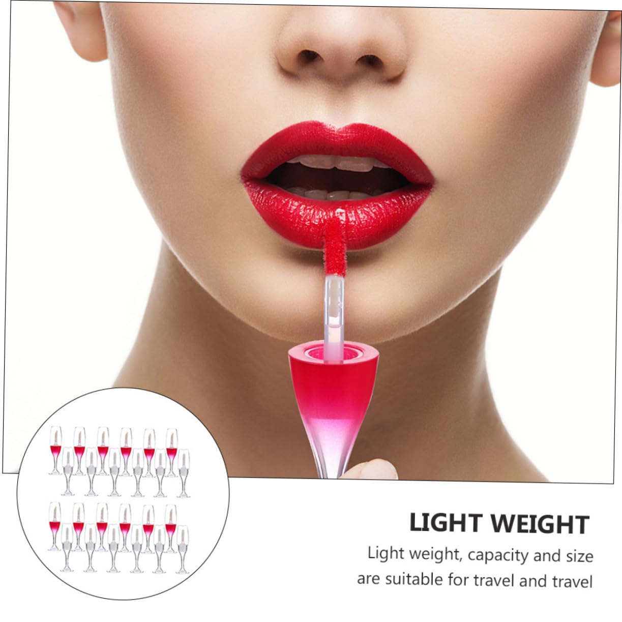 Mikinona Tubos Vacíos Para Brillo De Labios Forma De Copa De Vino Recargables Plástico Duradero Kit Para Diy Y Viaje Envases Transparentes Y Rojos Para Tintes Y 24 Piezas*3