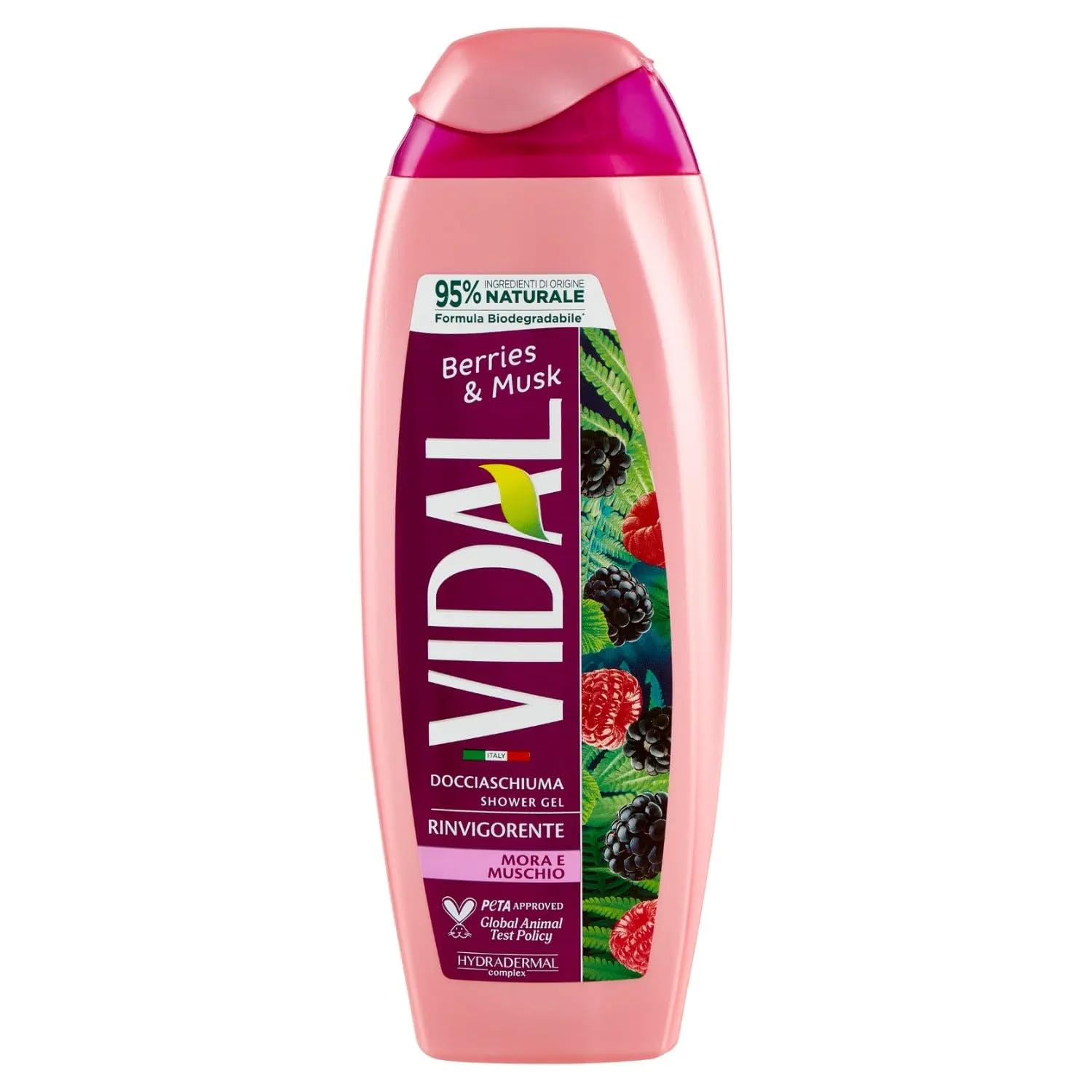 Vidal Bagnodoccia - Gel de ducha (12 unidades, con mora y almizcle, 250 ml, incluye llavero)