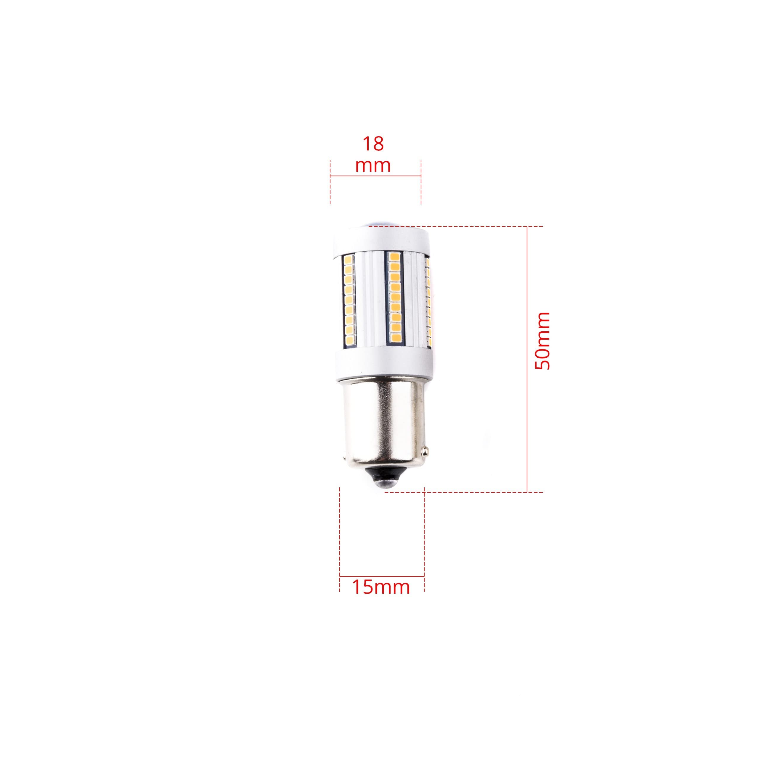 EinParts Żarówki LED P21W 12V 1700-1800K (Pomarańczowy), System CANBUS, Diody 66x SMD 2016, 2 Sztuki
