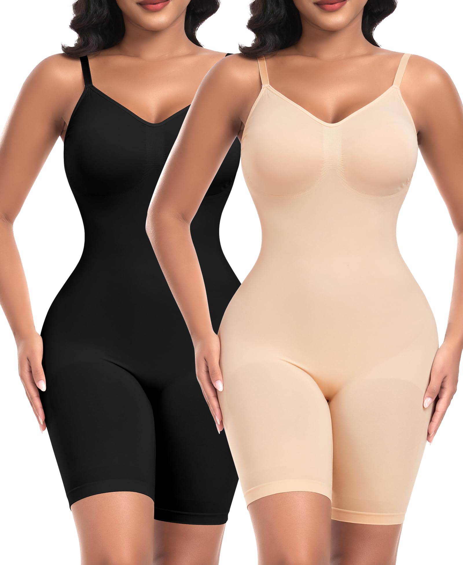 YARRCO Body Riduttore Donna Dimagrante Perizoma Scollatura V Body Modanatore di Pizzo Fascia Controllo Addome Postpartum Shapewear Bodysuit