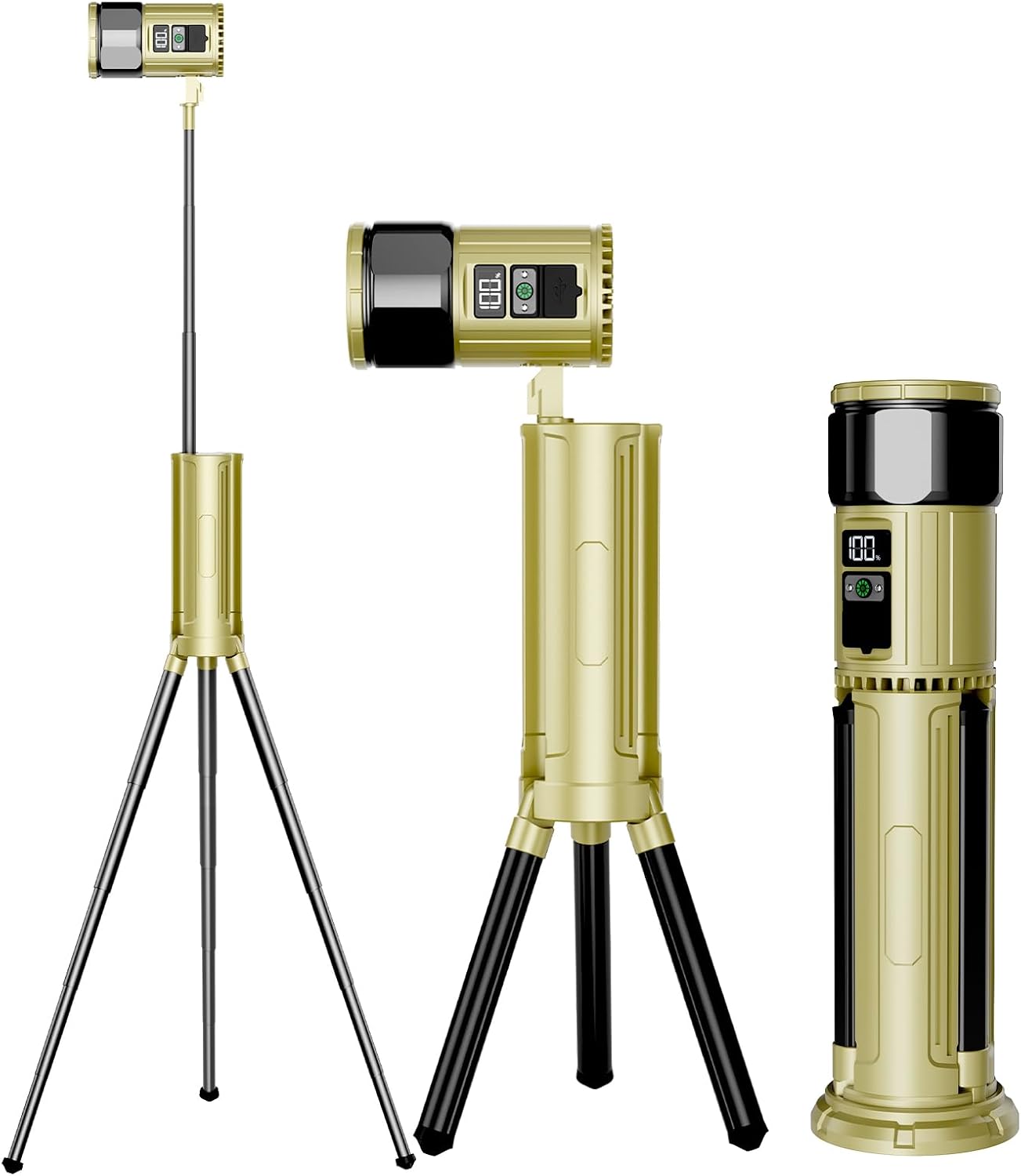 Redcomets Night Fishing Light,Rechargeable LED Spotlight Flashlights 2800 High Lumens,IPX8 Waterproof,Large Searchlight for Fishing, Hiking and Camping with Tripod
