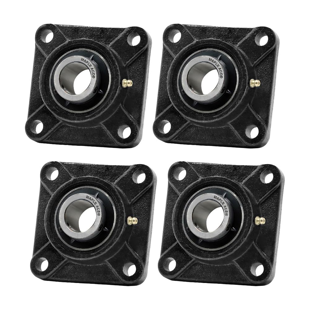 MAPLE ACE UCF209-28 Square Flange Bearing 1-3/4" Bore, 4-Bolt Self-Aligning, Solid Base, Heavy Duty (Qty 4)