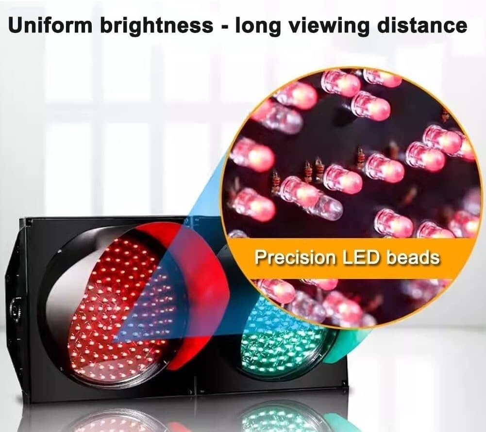 LED Traffic Lights - 200mm/300mm/400mm Round Signal for Driving Schools and Intersections Red, Yellow, Green Horizontal/Vertical Installation(Green,400mm)