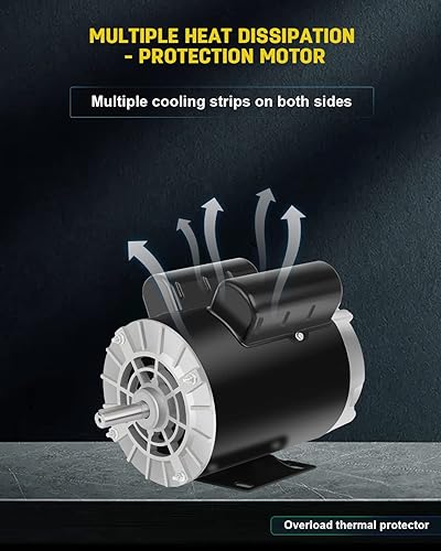 Miniatura 5 de Motor de compresor de aire SPL de 5 HP, motor eléctrico de 3450 RPM, monofásico de 230 V 15.0 A, marco 56 ejes con llave de 58 pulgadas 60 Hz,