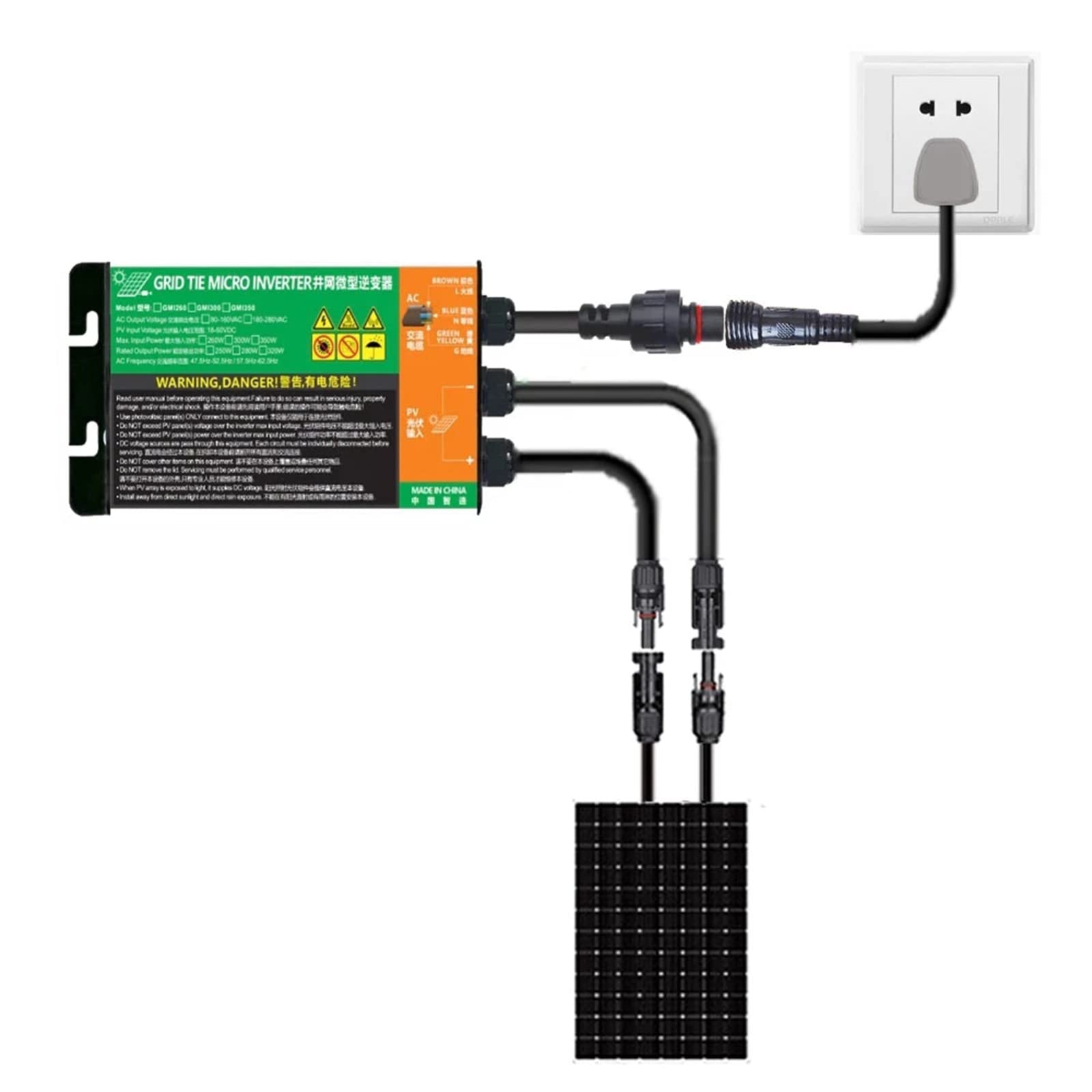 700W 600W 500W 350W 300W Grille Solaire Cravate Micro Onduleur Onduleur Entrée MPPT DC26V-46V Sortie PV AC110V-240V Système Solaire Domestique sur Grille