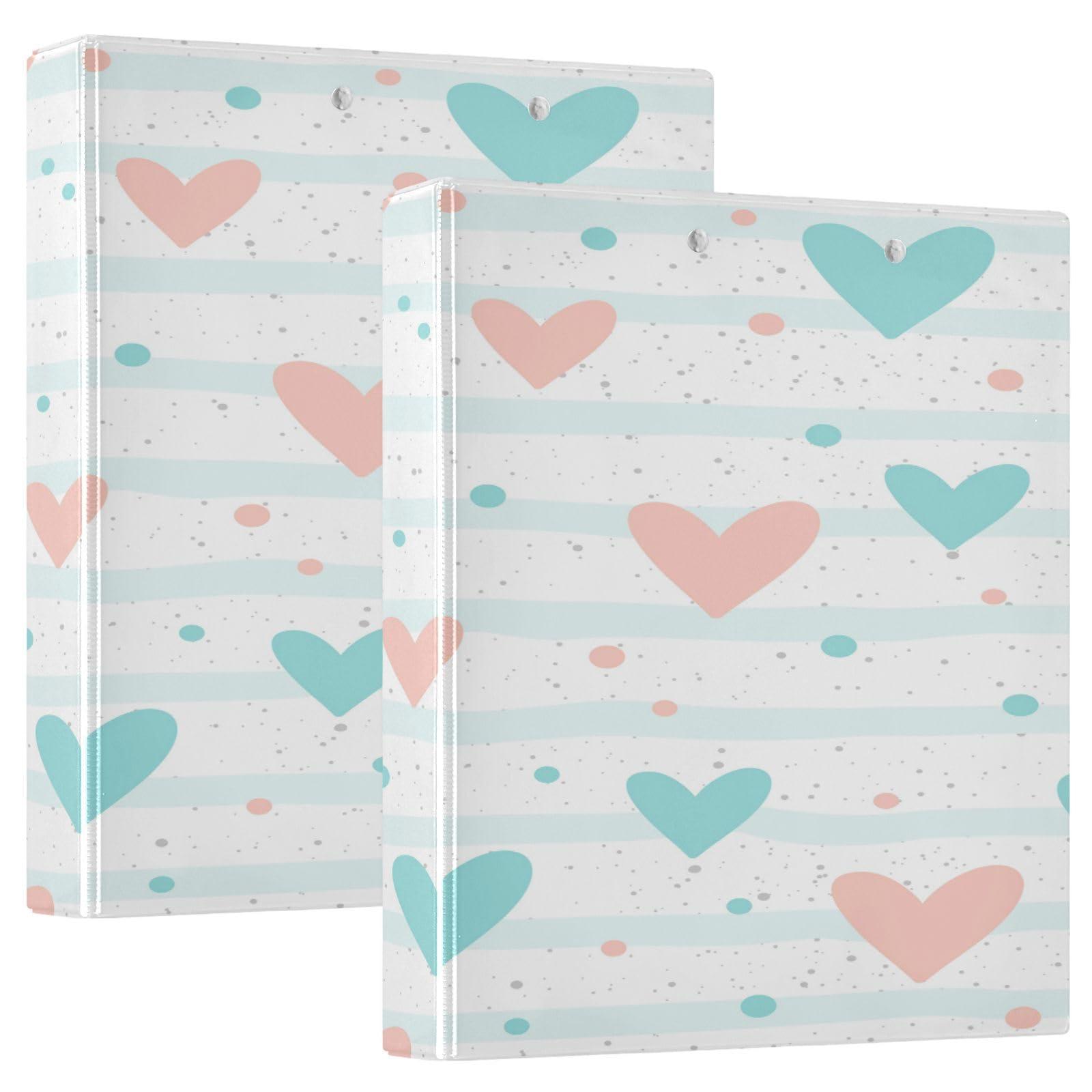SKYSHU Love Heart - Raccoglitori ad anelli rotondi con 3 tasche interne in PVC trasparente, impermeabili, robusti, 3,8 cm, con clip in metallo antiscivolo, raccoglitori versatili per 200 fogli,
