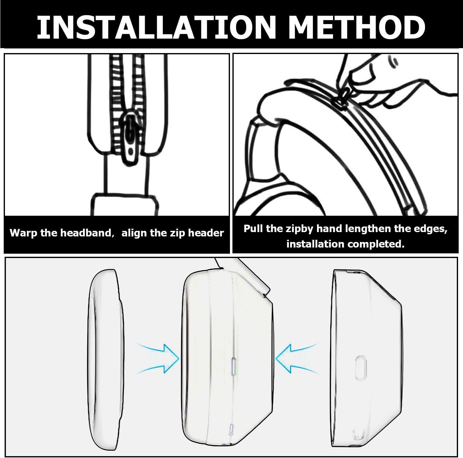 3 Set Case Cover for Sony WH-1000XM5 Headphones,Embody Ear Pad Cover/Headband Cover/Ear Cover Soft Silicone Headphones Accessories(Blue) - Image 6