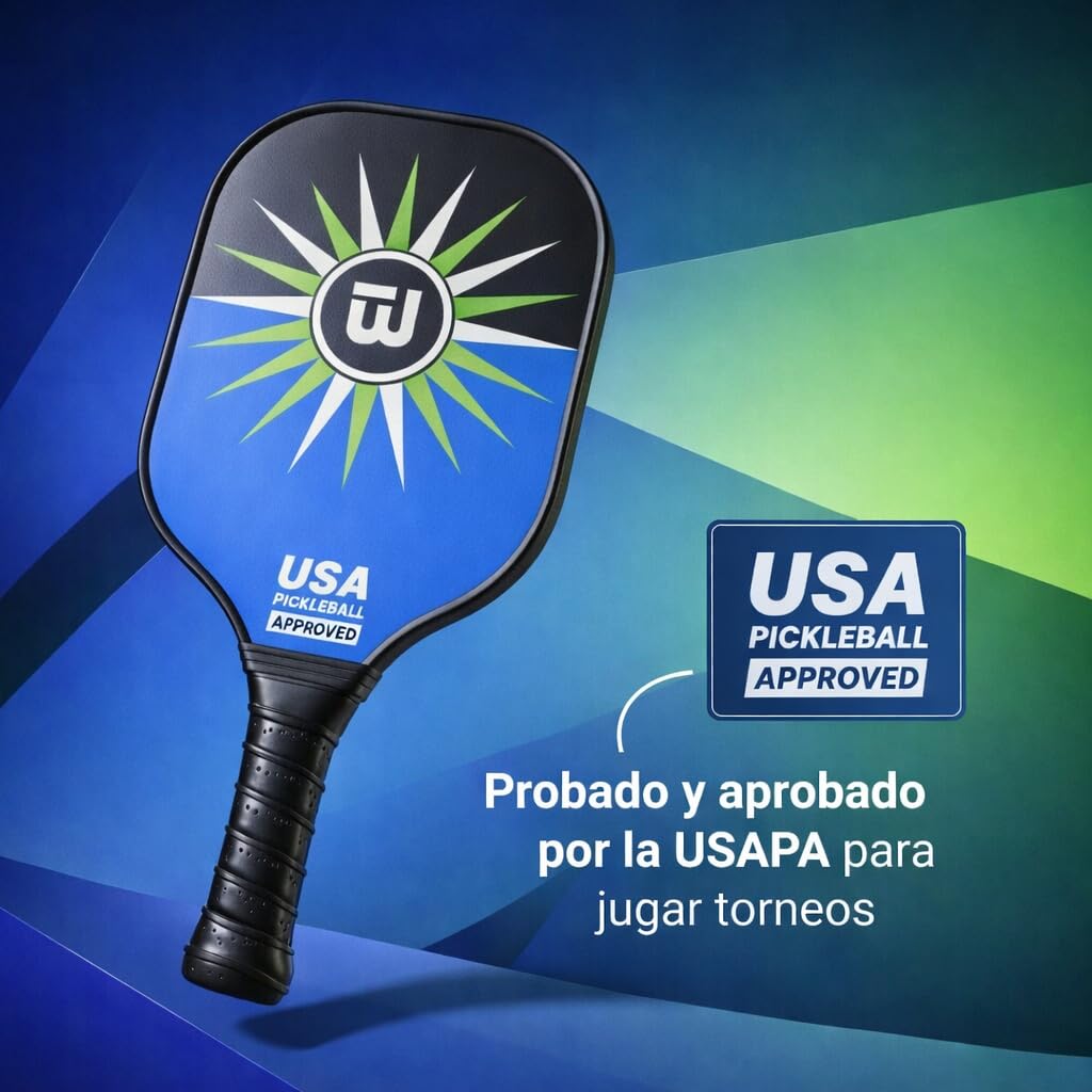 Set Pickleball Completo con Palas de Fibra de Vidrio – 2 Palas, 4 Pelotas, Bolsa de Transporte y Overgrips – Kit Pickleball para Todos los Niveles