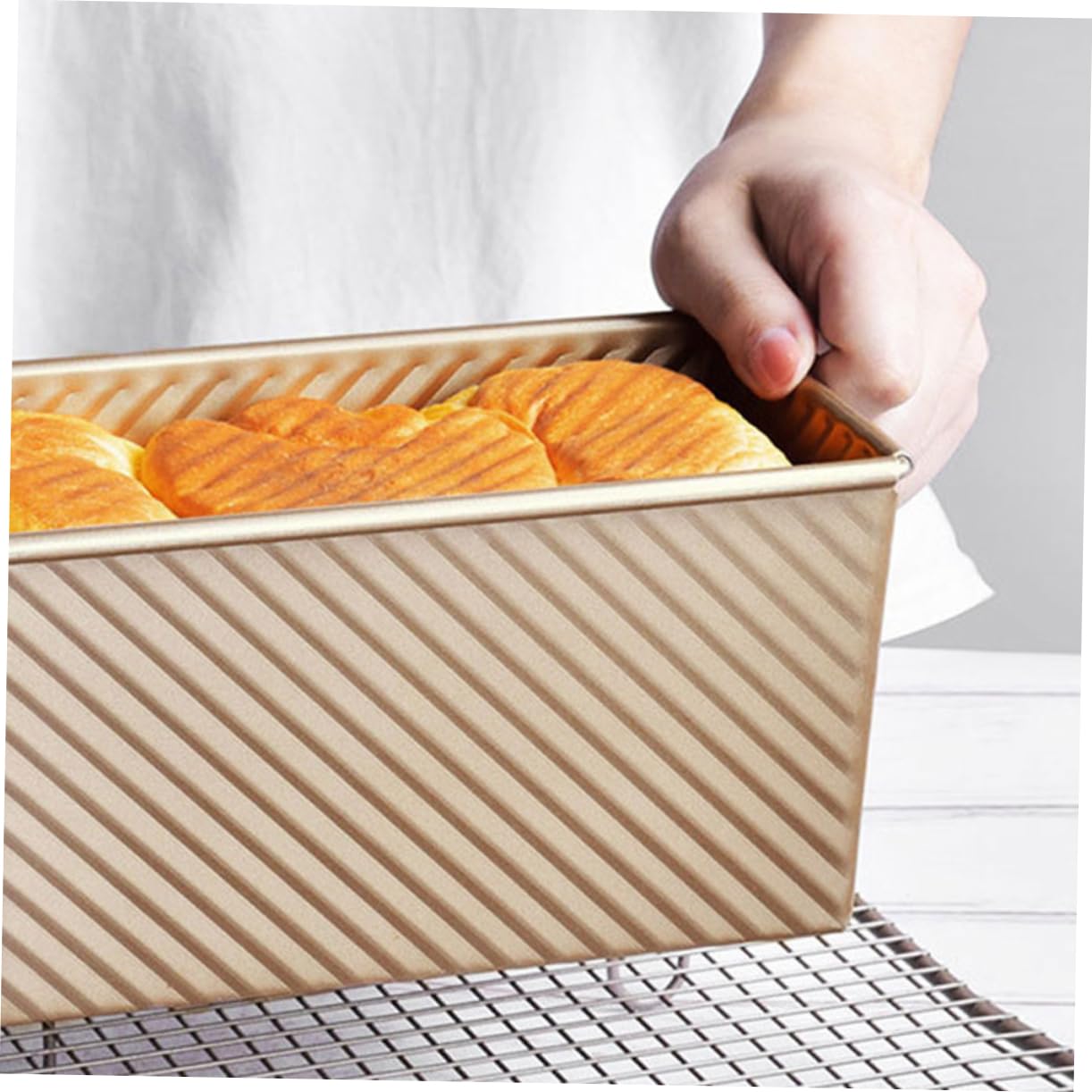 COLLBATH 2 Stück Brotkastenform mit Deckel aus Kohlenstoffstahl Antihaft Beschichtung 450g für Heimbacken und Professionelle Bäckerei 28cm Pfannendeckel