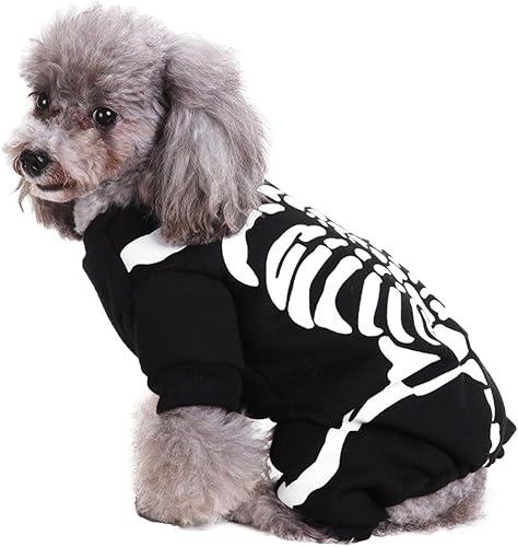 Miniatura 5 de GREUS Disfraz de Halloween para mascotas, perros, gatos, arañaesqueleto, disfraces de mascotas para perros pequeños, medianos y grandes, ropa de