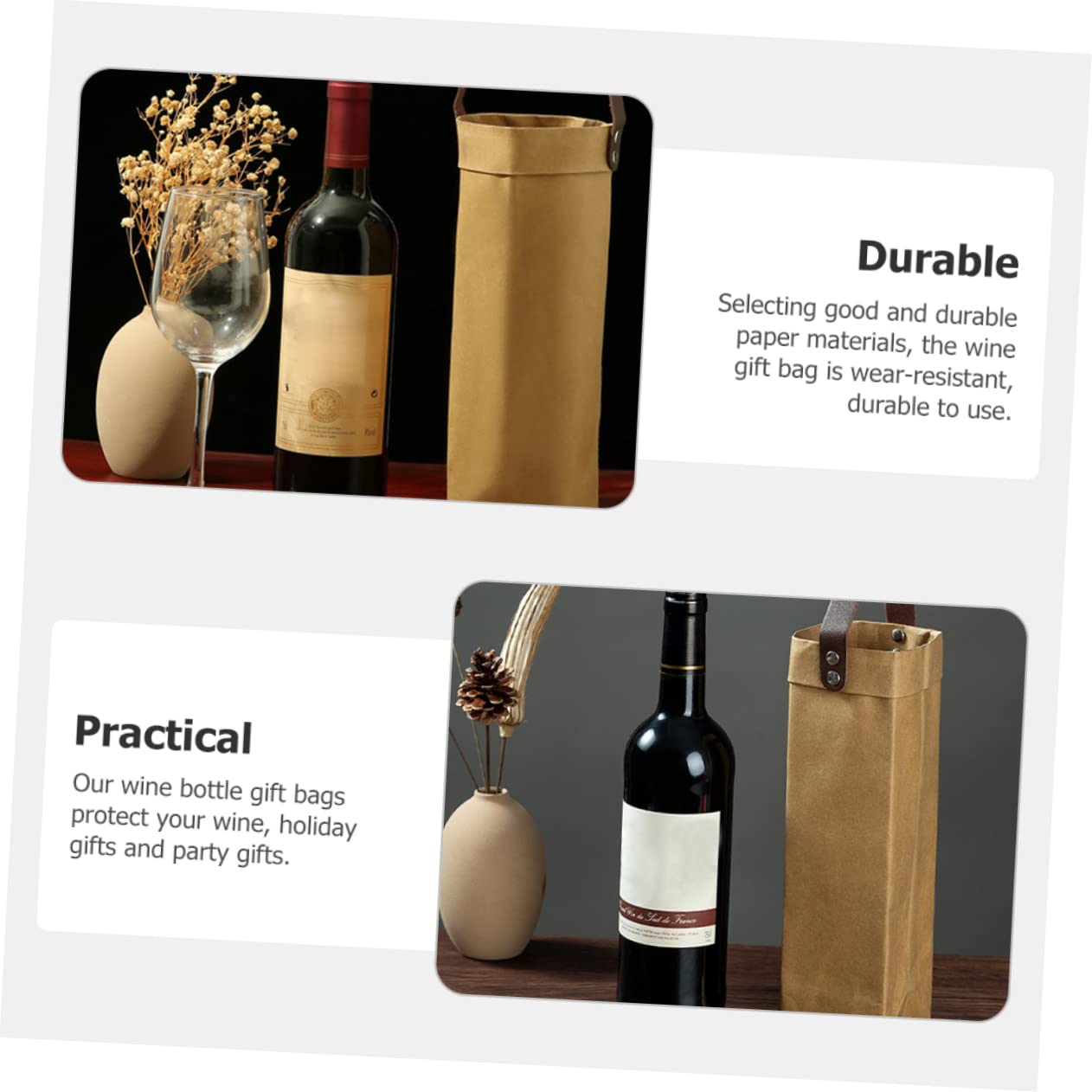 Zerodeko 5pièces à Vin Papier Kraft Lavable De Rangement Pour Bouteilles De Vin Pochettes De Présentation Élégantes Pour Événements Et