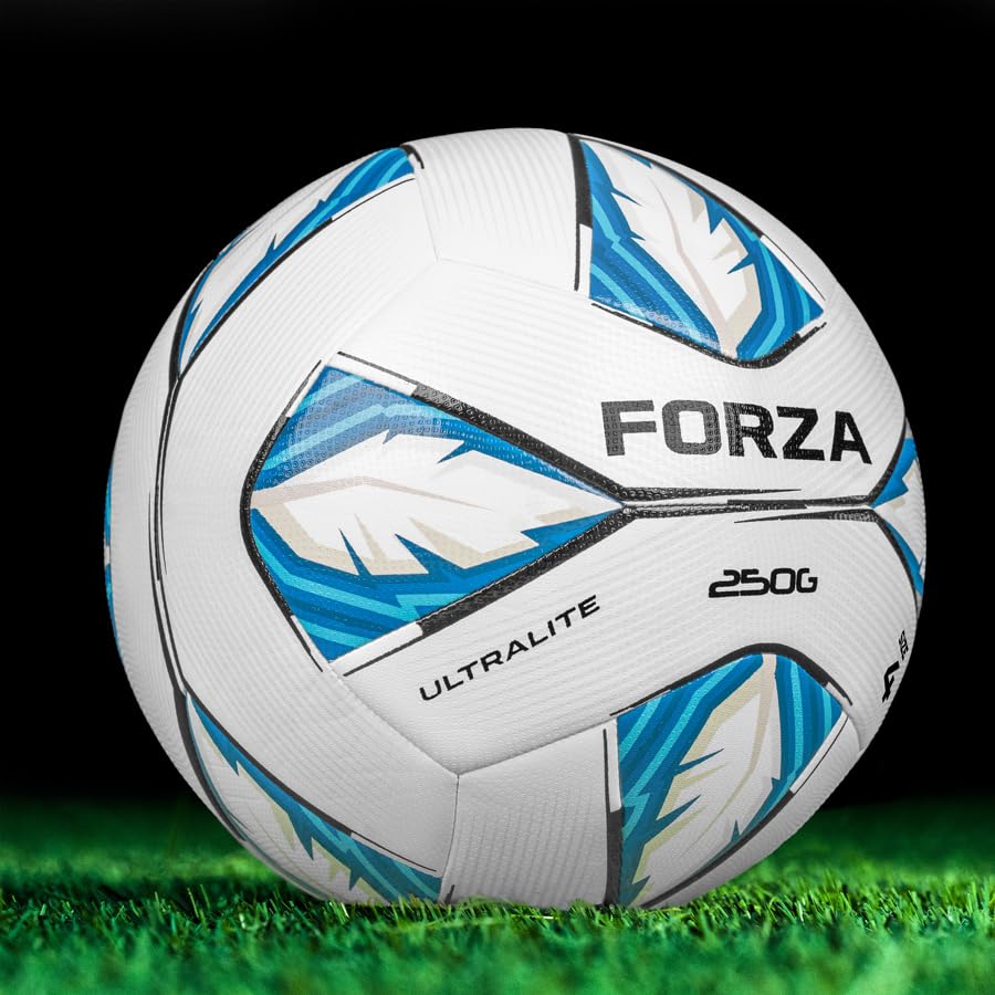 FORZA Lite & UltraLite Football [Sizes 3,4 & 5] | Lightweight Training Ball for Youth & Injury Rehab | Low Impact Ball for Heading Drills, Recovery & Schools (UltraLite Football, Size 4 - Pack of 3)