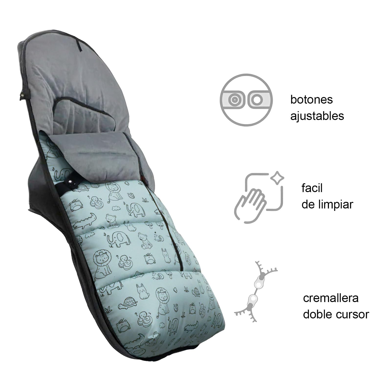 Saco Silla Paseo Universal,saco invierno silla paseo universal,Sacos Carrito Bebe,Desmontable con cremallera,cabezal ajustable, Impermeable y transpirable,fácil de limpiar,unisex